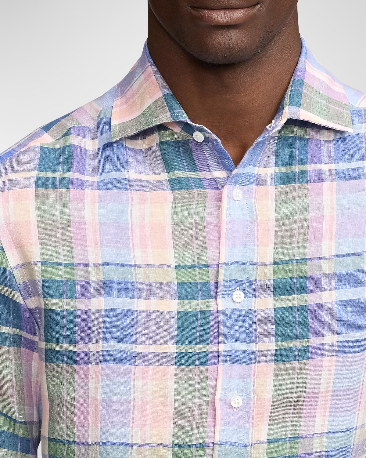 Men's Serengeti Plaid Linen Button-Down Shirt - 5