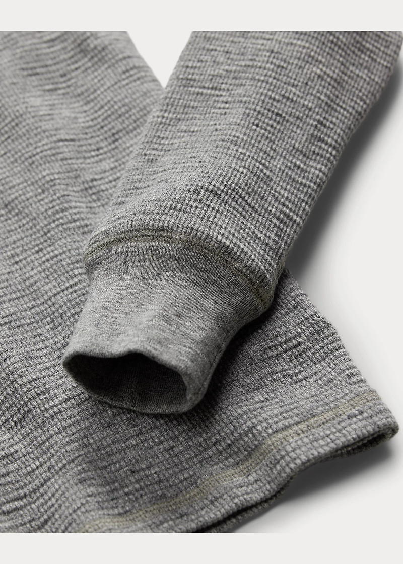 Garment-Dyed Waffle-Knit Henley Shirt 4