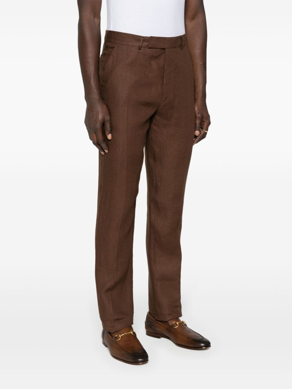 Oasi tapered-leg linen trousers - 3