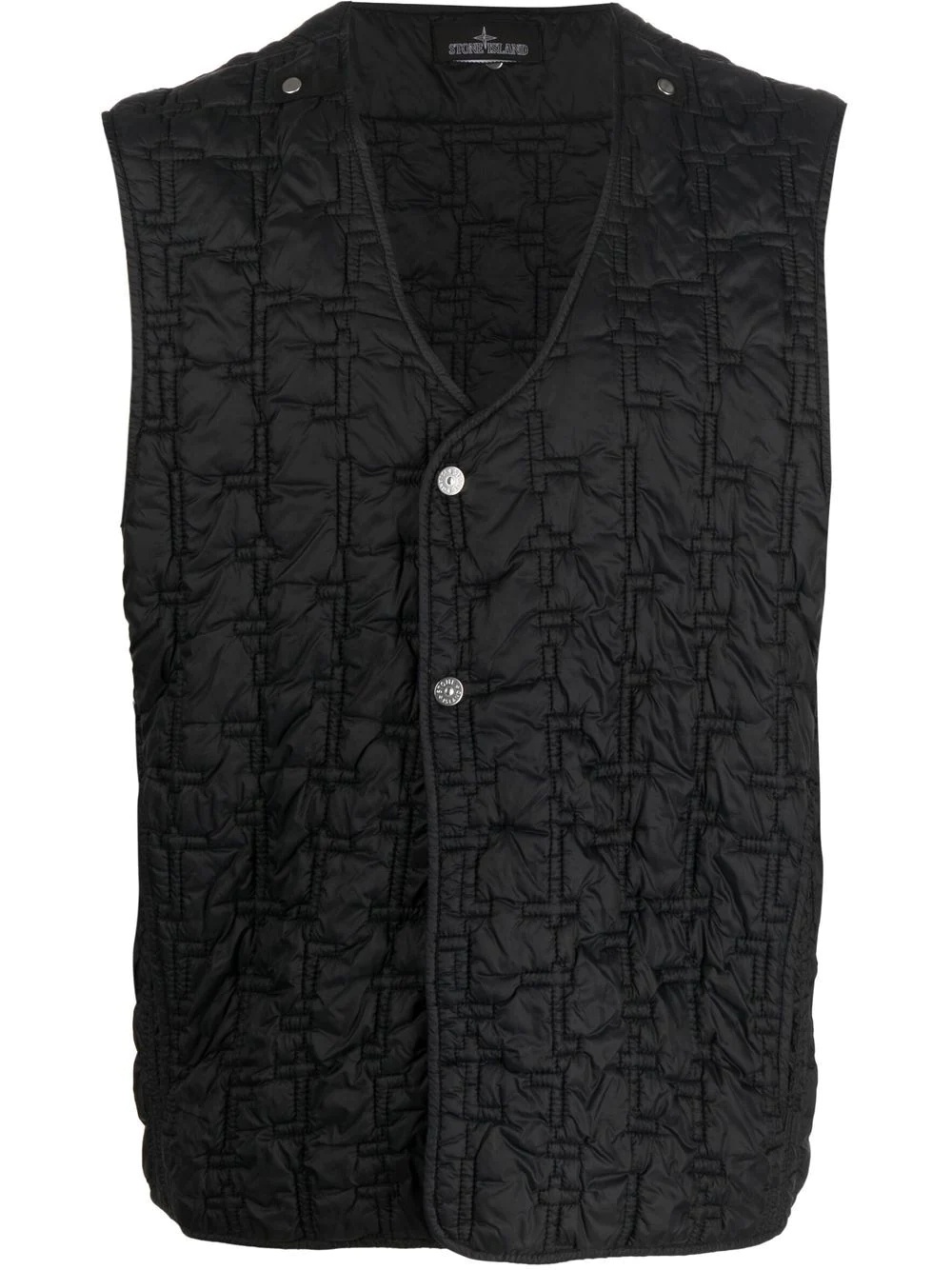 quilted-finish V-neck gilet - 1