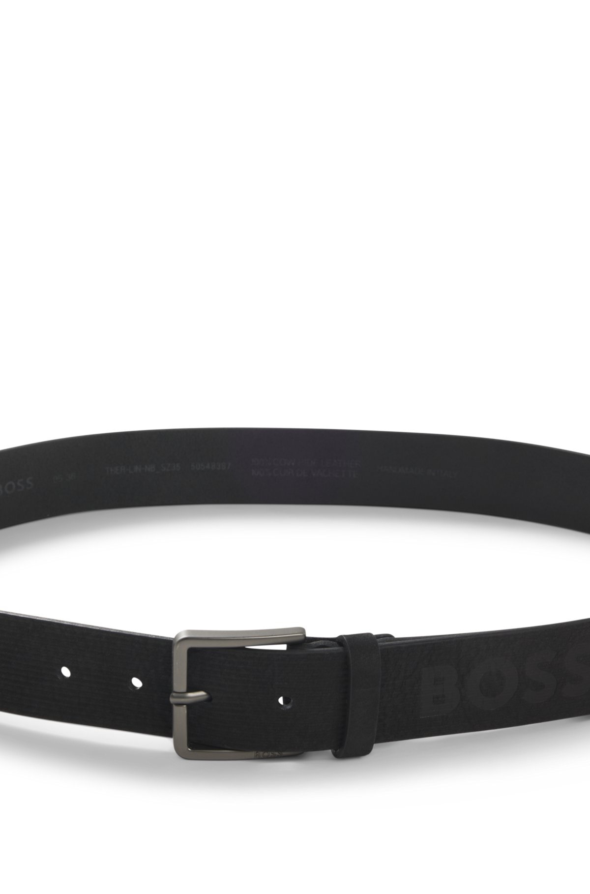 ITALIAN-LEATHER BELT WITH STRIPE PATTERN AND LOGO - 4