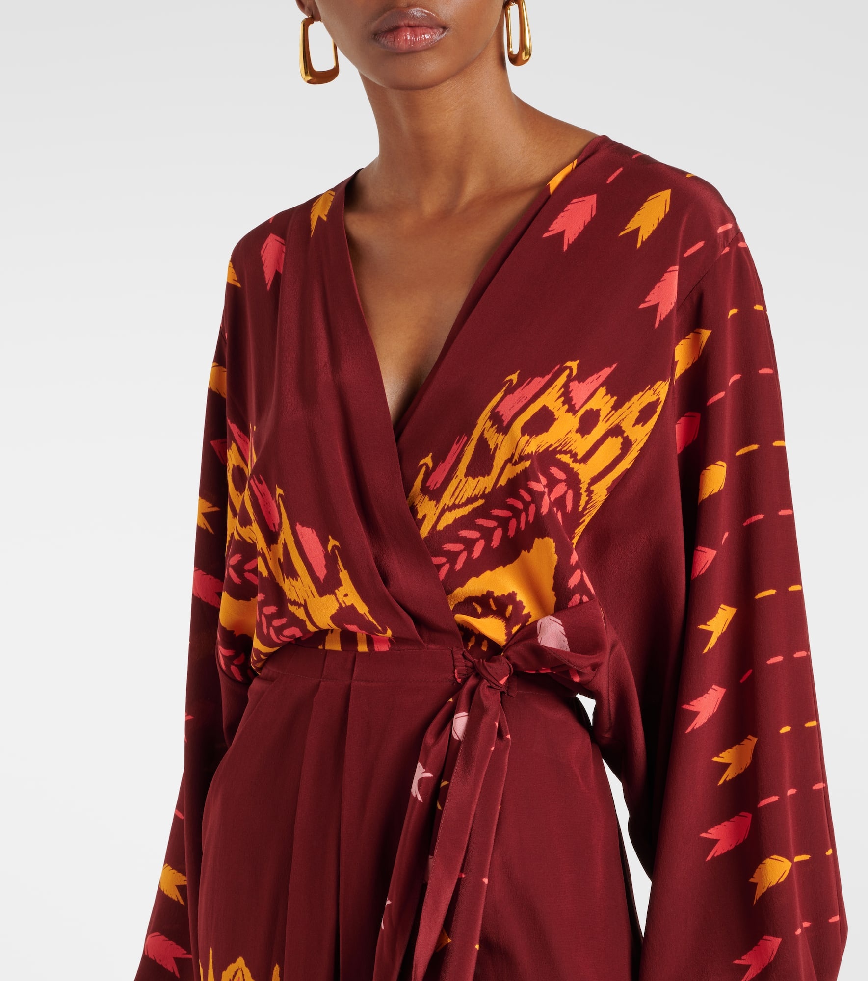 Printed silk wrap dress - 4