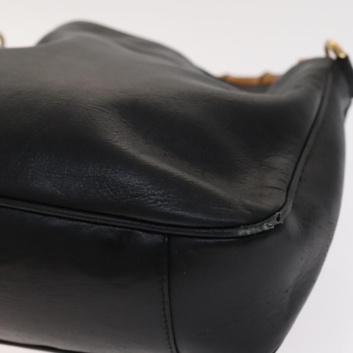 GUCCI Bamboo Hand Bag Leather Black Gold 001 1705 001 1705 - 10