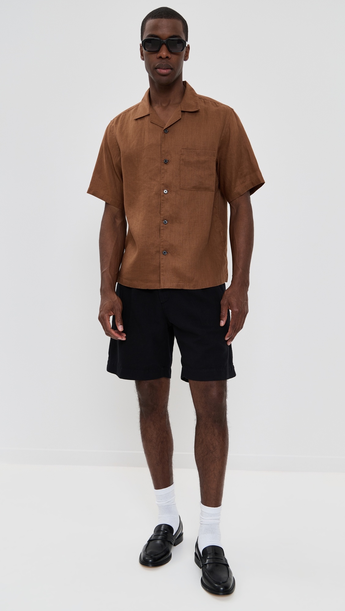 Noll Short Sleeve Camp Collar in Relaxed Linen - 5