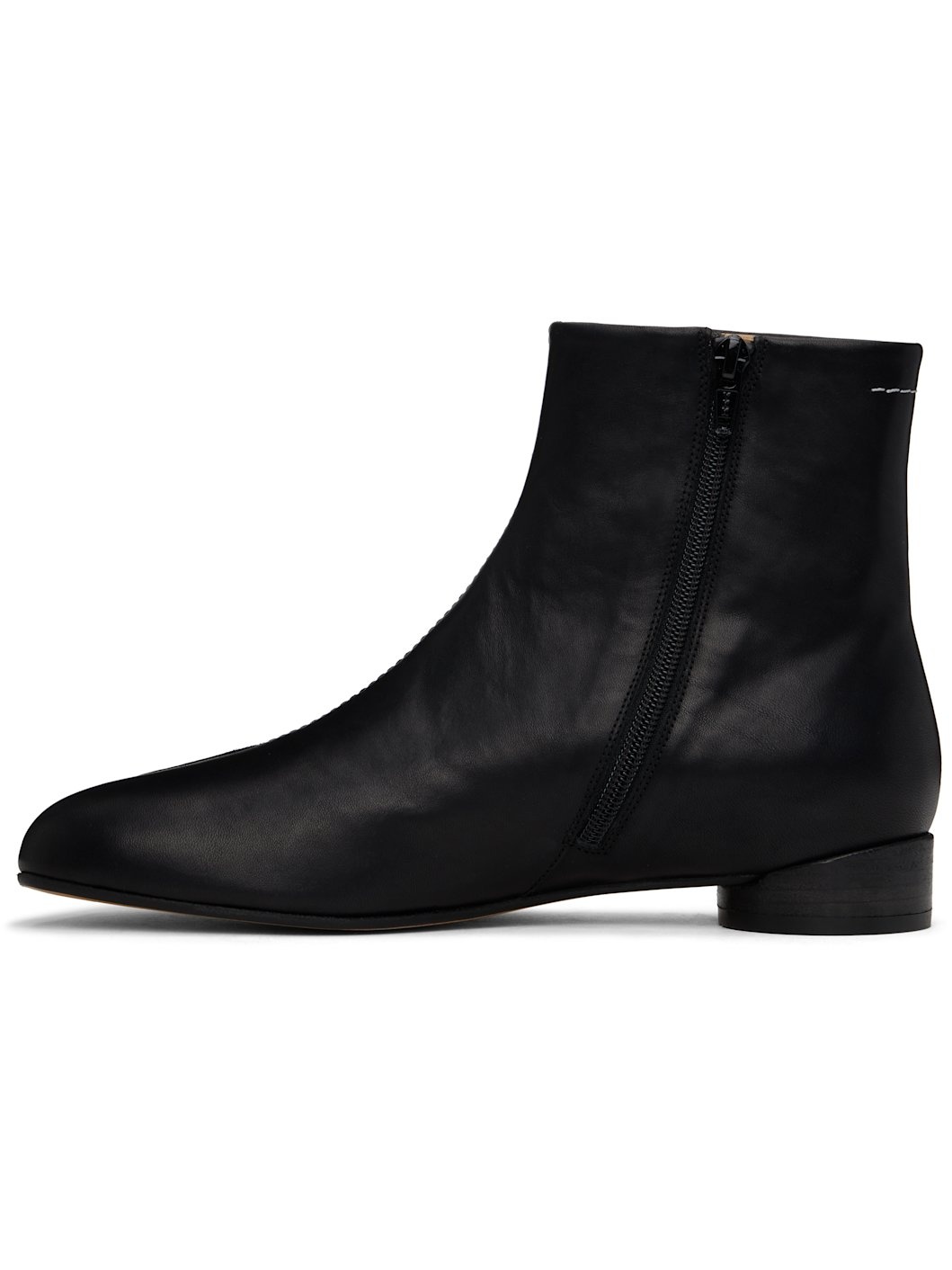 Black Stitch-Out Ankle Boots - 3