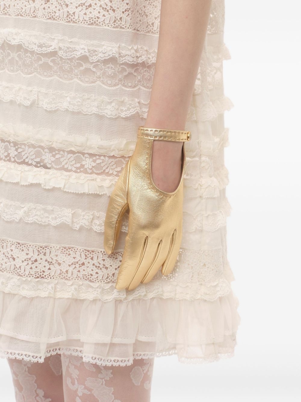 open-fingered metallic leather gloves - 4