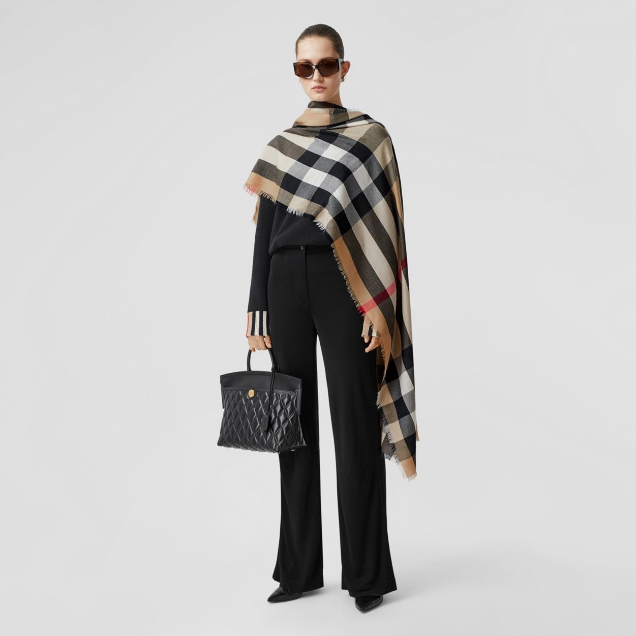 Lightweight Check Cashmere Scarf - 7