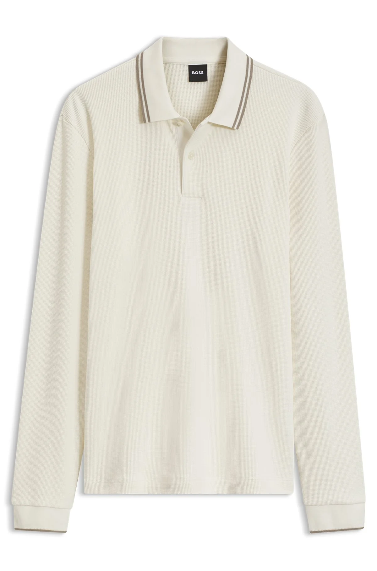 WAFFLE-TEXTURED POLO SHIRT IN STRETCH COTTON - 1