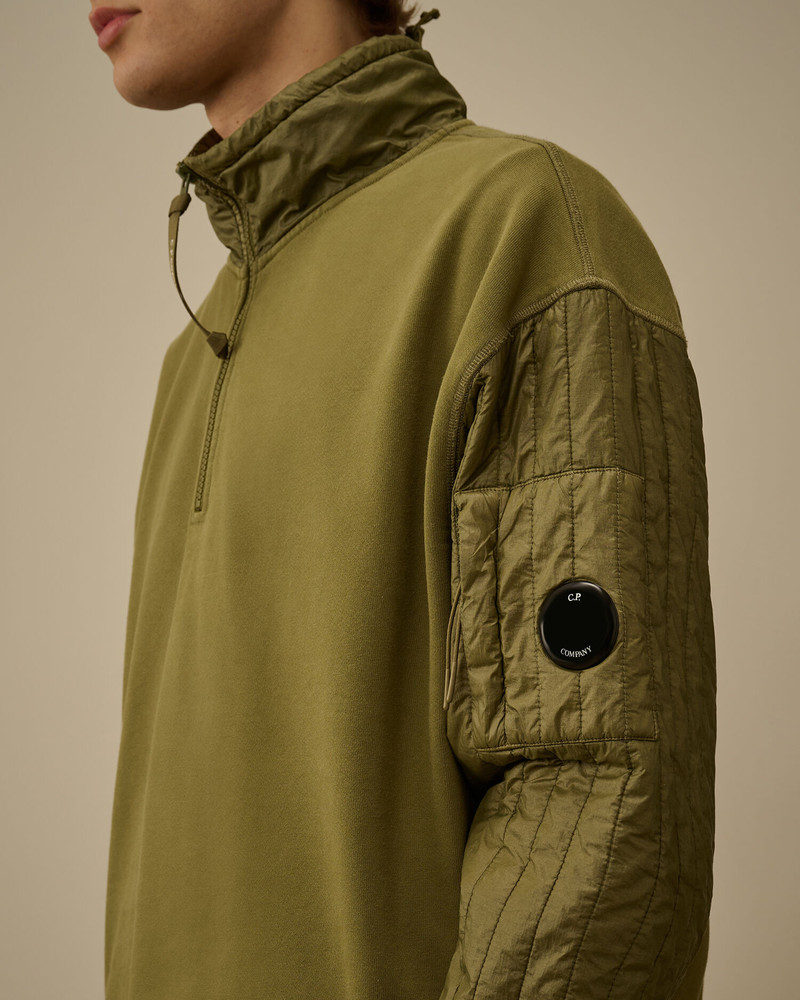 Diagonal Raised Fleece Mixed Half Zip Sweatshirt 5