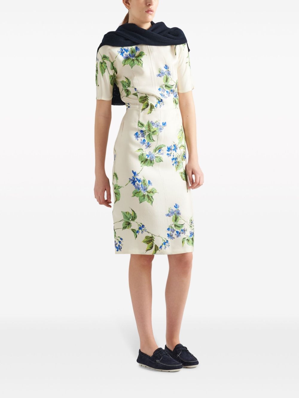 floral-print twill dress - 2