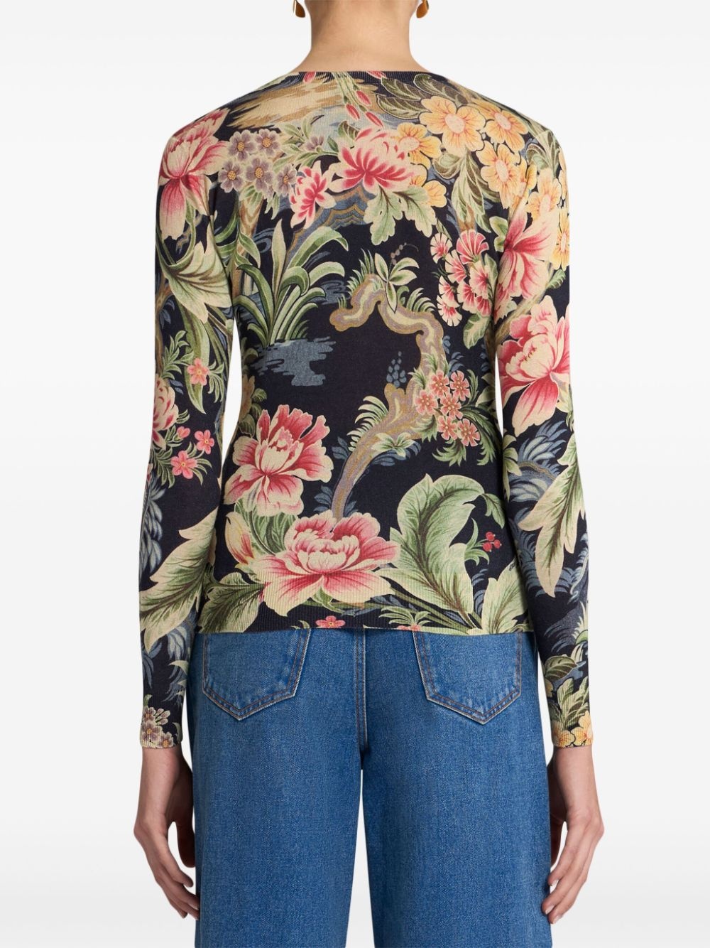 floral-print knitted top - 3