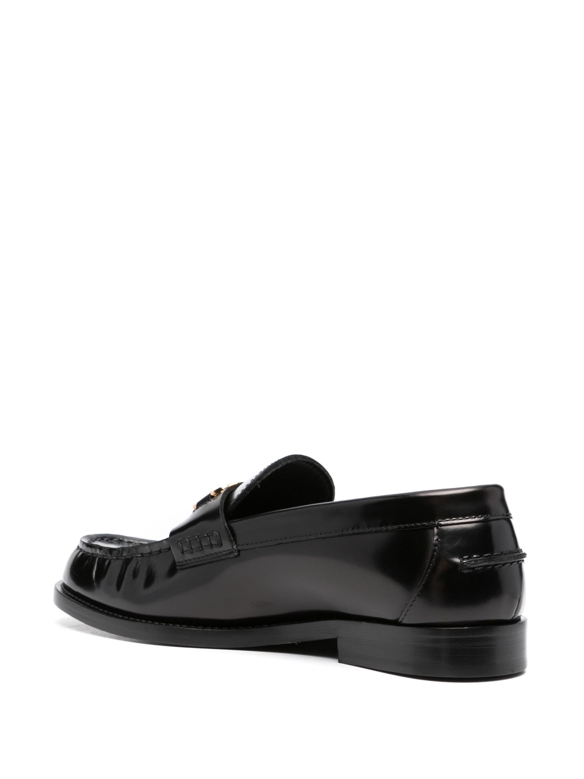 Black Medusa Leather Loafers - 3
