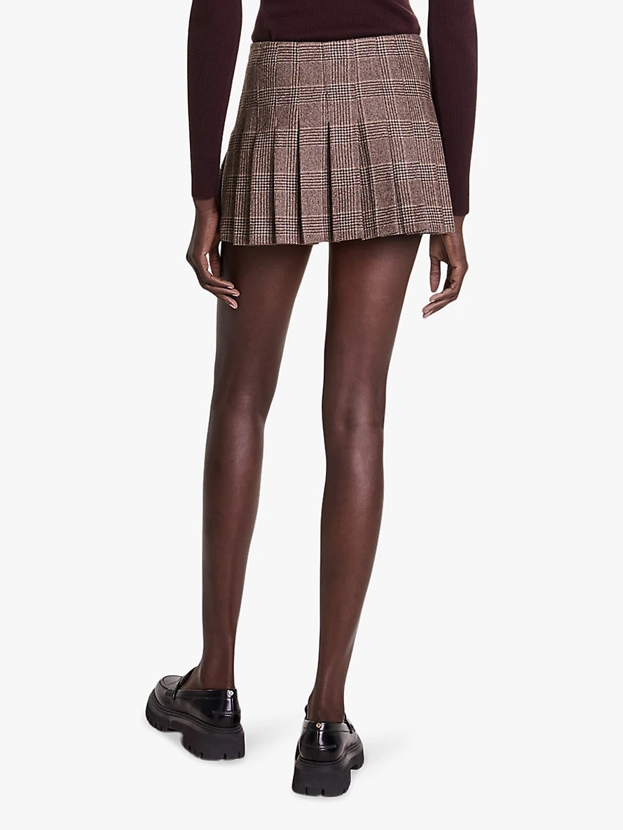 Buckle-embellished checked wool and cashmere-blend mini skirt - 4