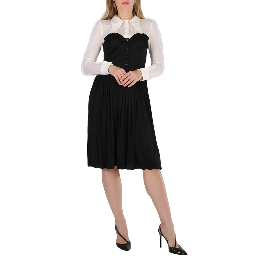 Open Box - Burberry Ladies Natural White Marcella Two Tone Bustier Shirtdress, Brand Size 12 (US Siz - 3