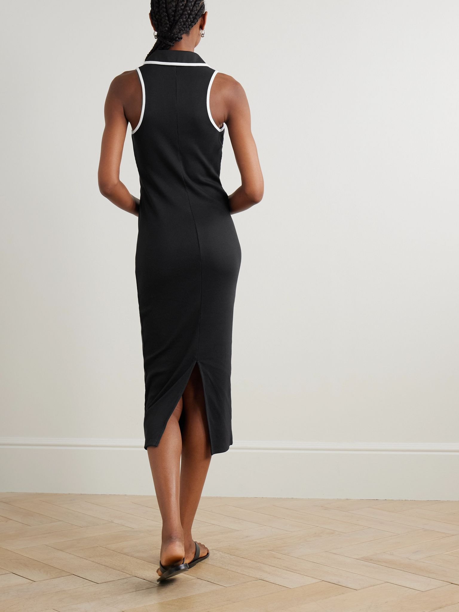 Darien ribbed stretch-Pima cotton midi dress Black - 3
