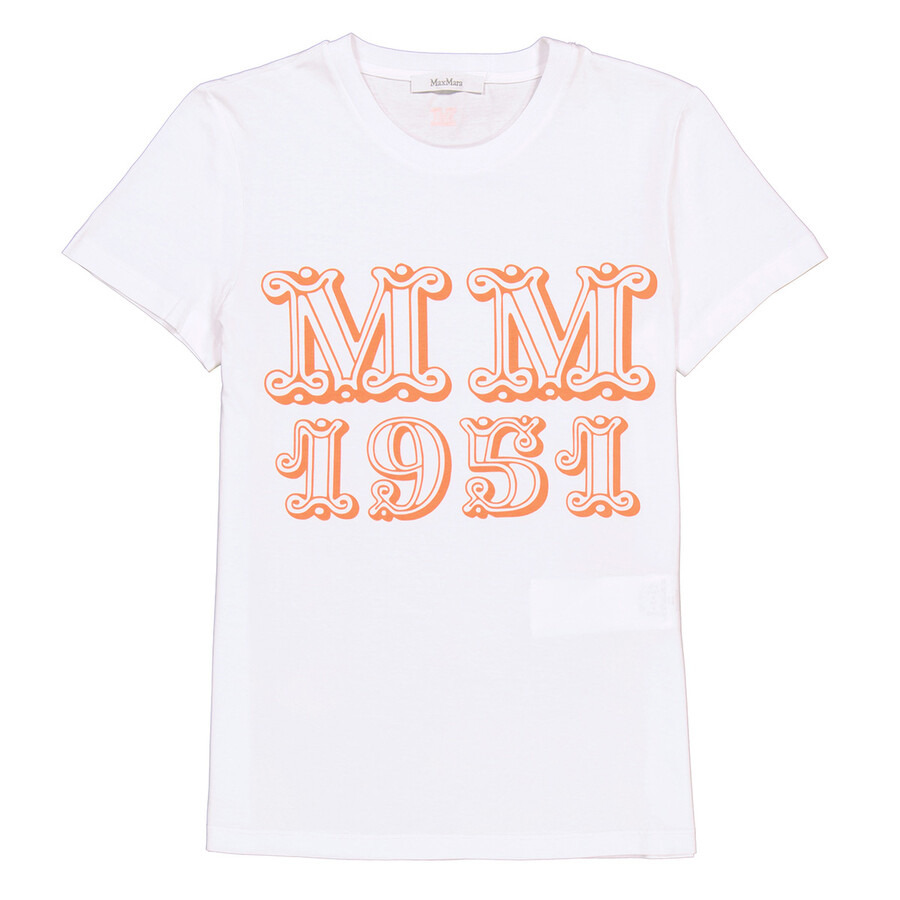 Max Mara Ladies Optical White 1951 Mincio Cotton T-Shirt - 4