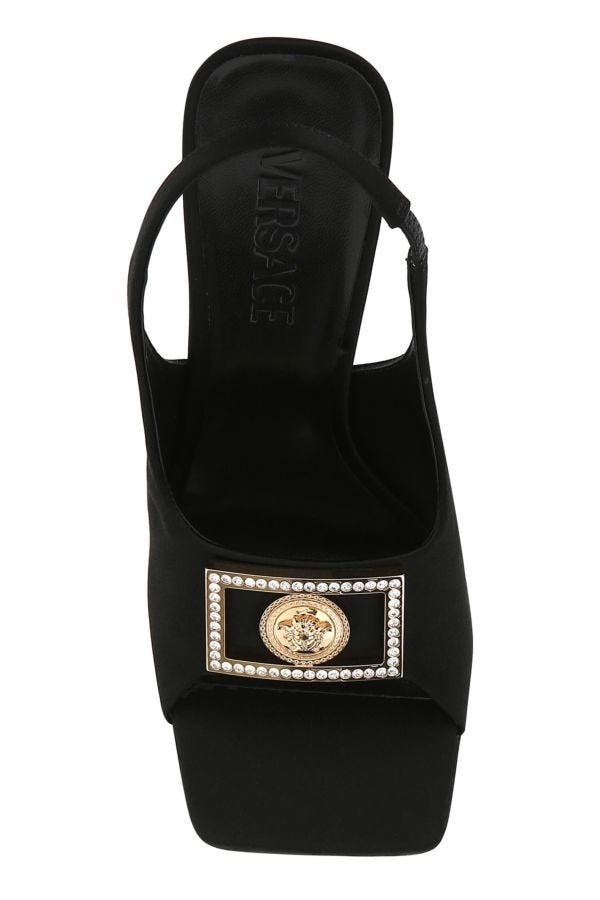 Black satin sandals - 4