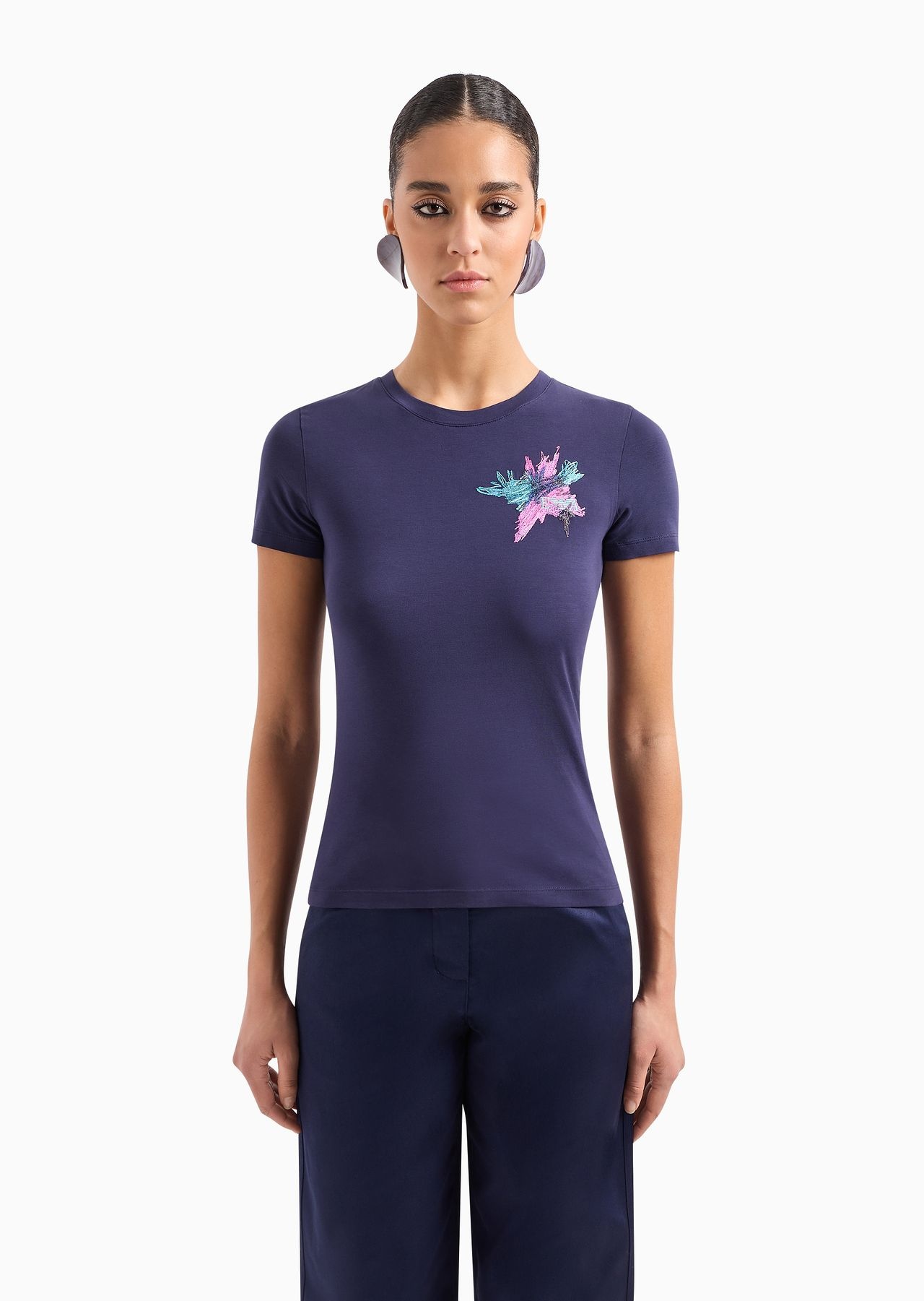 ASV organic-jersey T-shirt with abstract embroidery and logo - 2