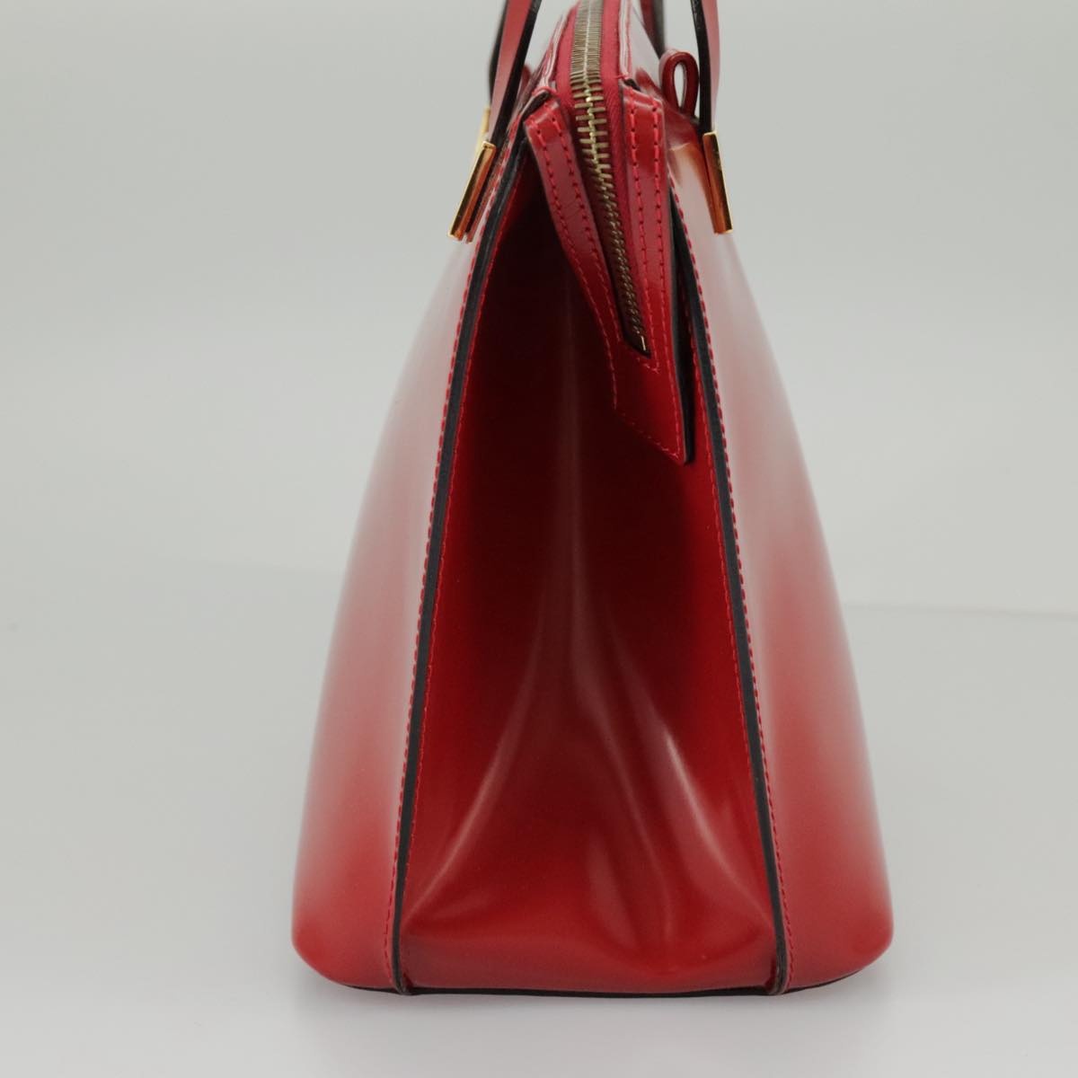 CELINE Hand Bag Patent Leather Red Gold - 3