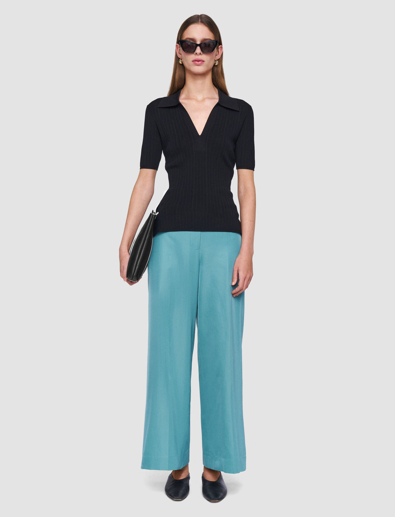 JOSEPH Viscose Rib Knit Polo Top outlook