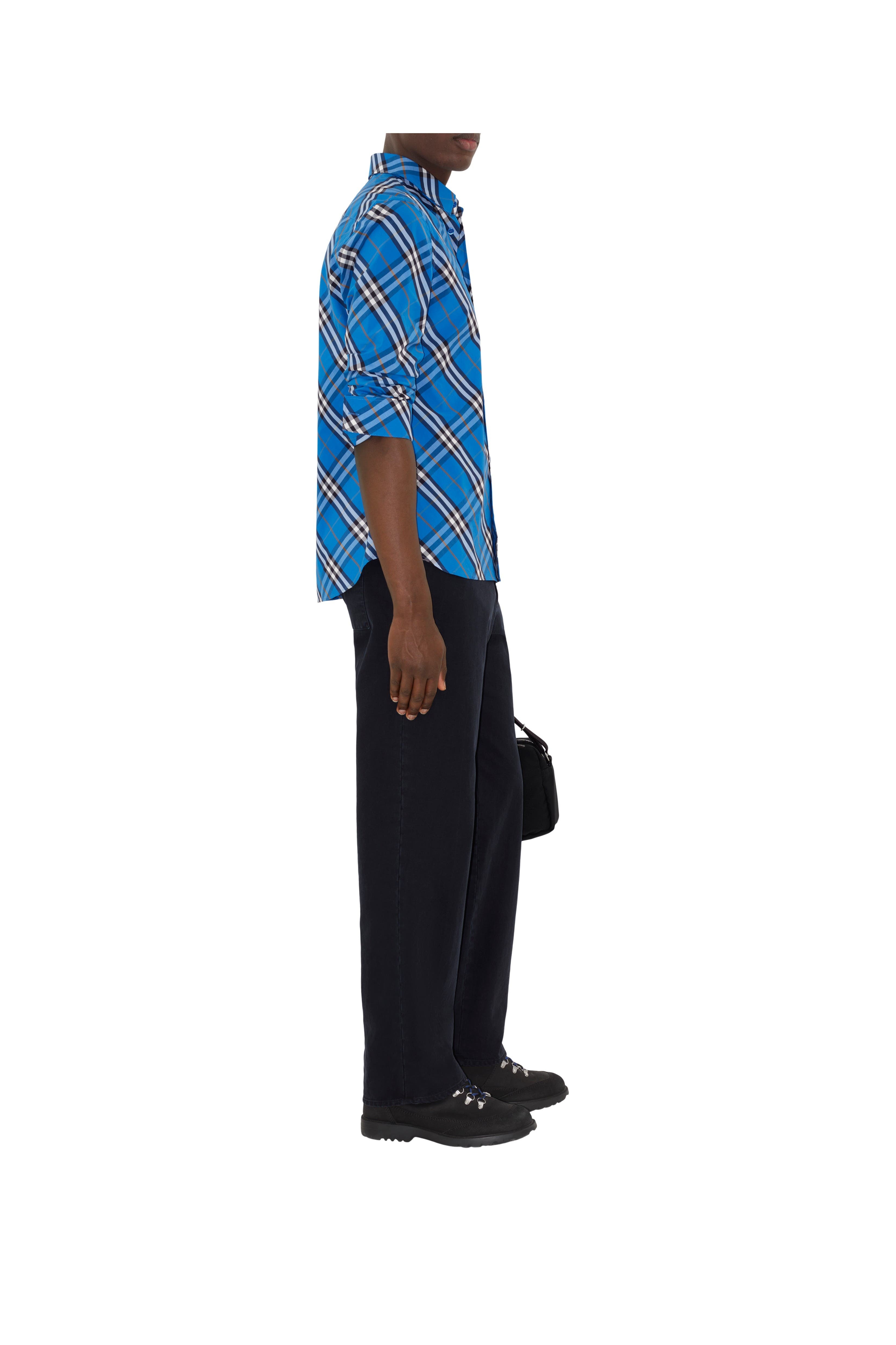 burberry Check Cotton Shirt in Hyacinth Blue at Nordstrom - 3