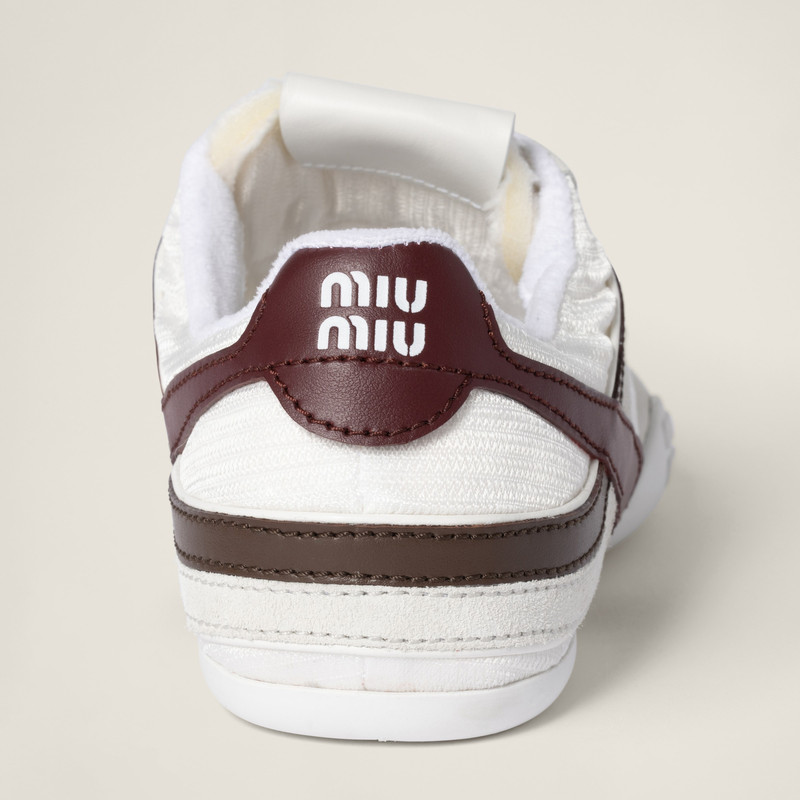 Miu Miu Gymnasium technical fabric and suede sneakers outlook