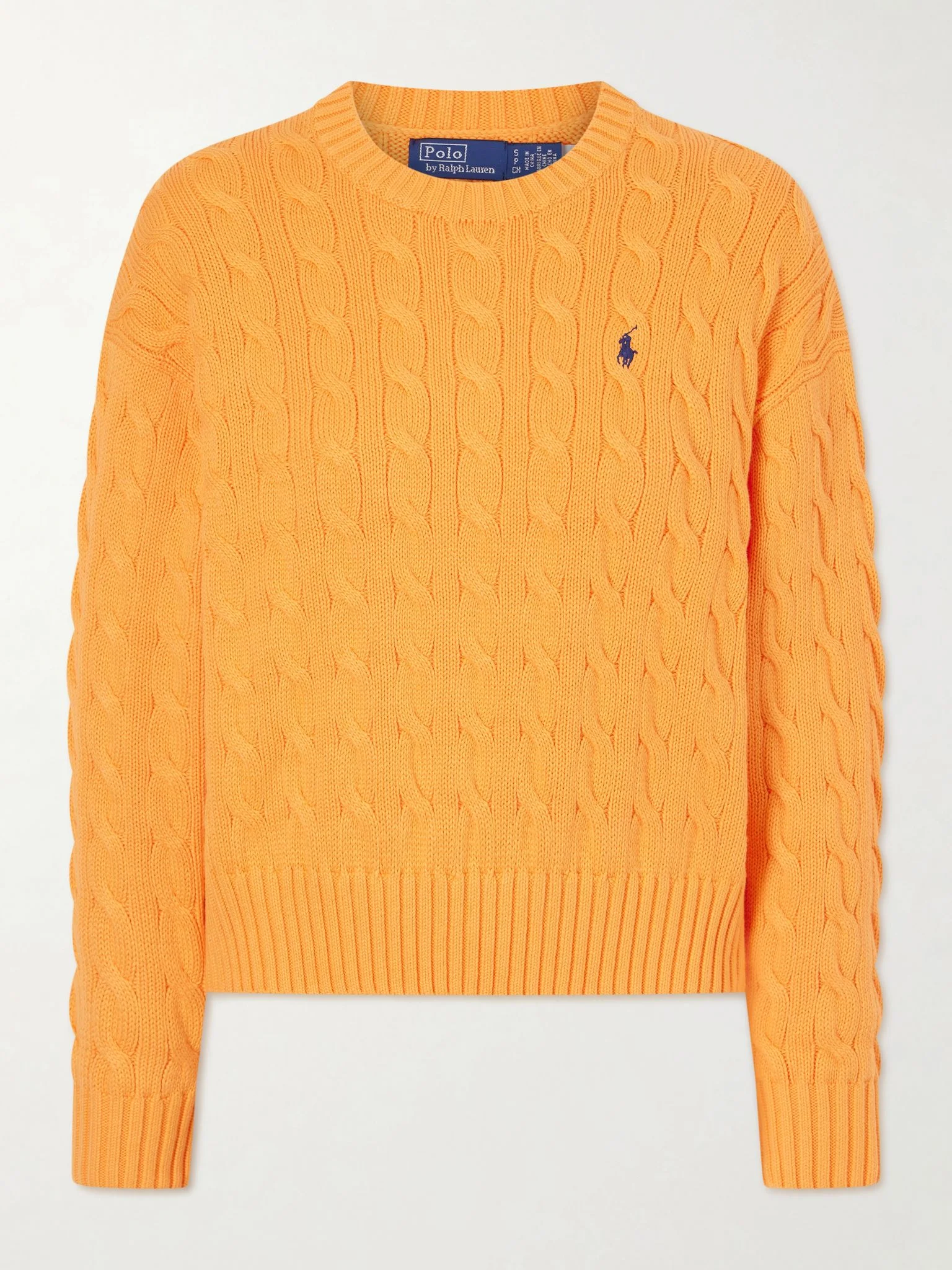 Cotton cable-knit sweater Orange - 1