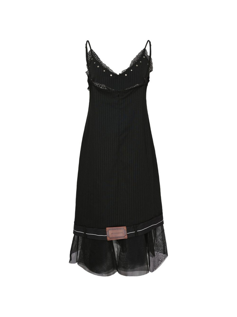 Andersson Bell lace-detail pinstripe midi dress outlook