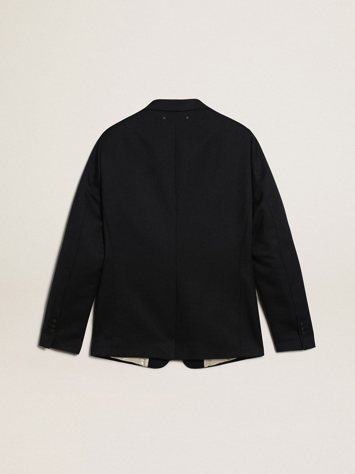 Men’s single-breasted blazer in dark blue wool gabardine - 5