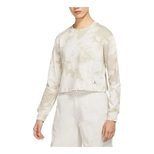 (WMNS) Air Jordan Breathable Tie Dye Short Round Neck Long Sleeves Olive Grey T-Shirt DM5256-104 - 1
