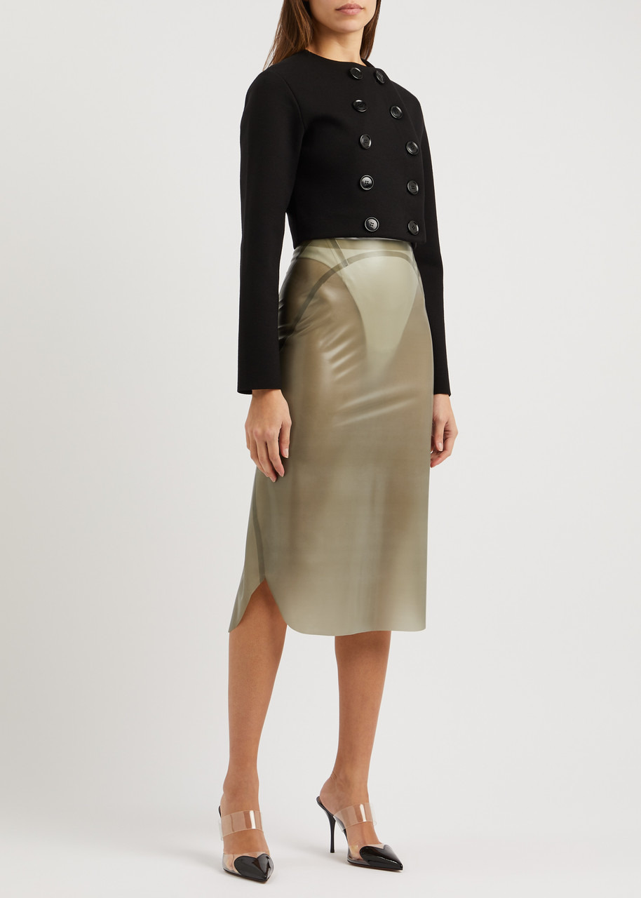 Printed sheer latex midi skirt - 4