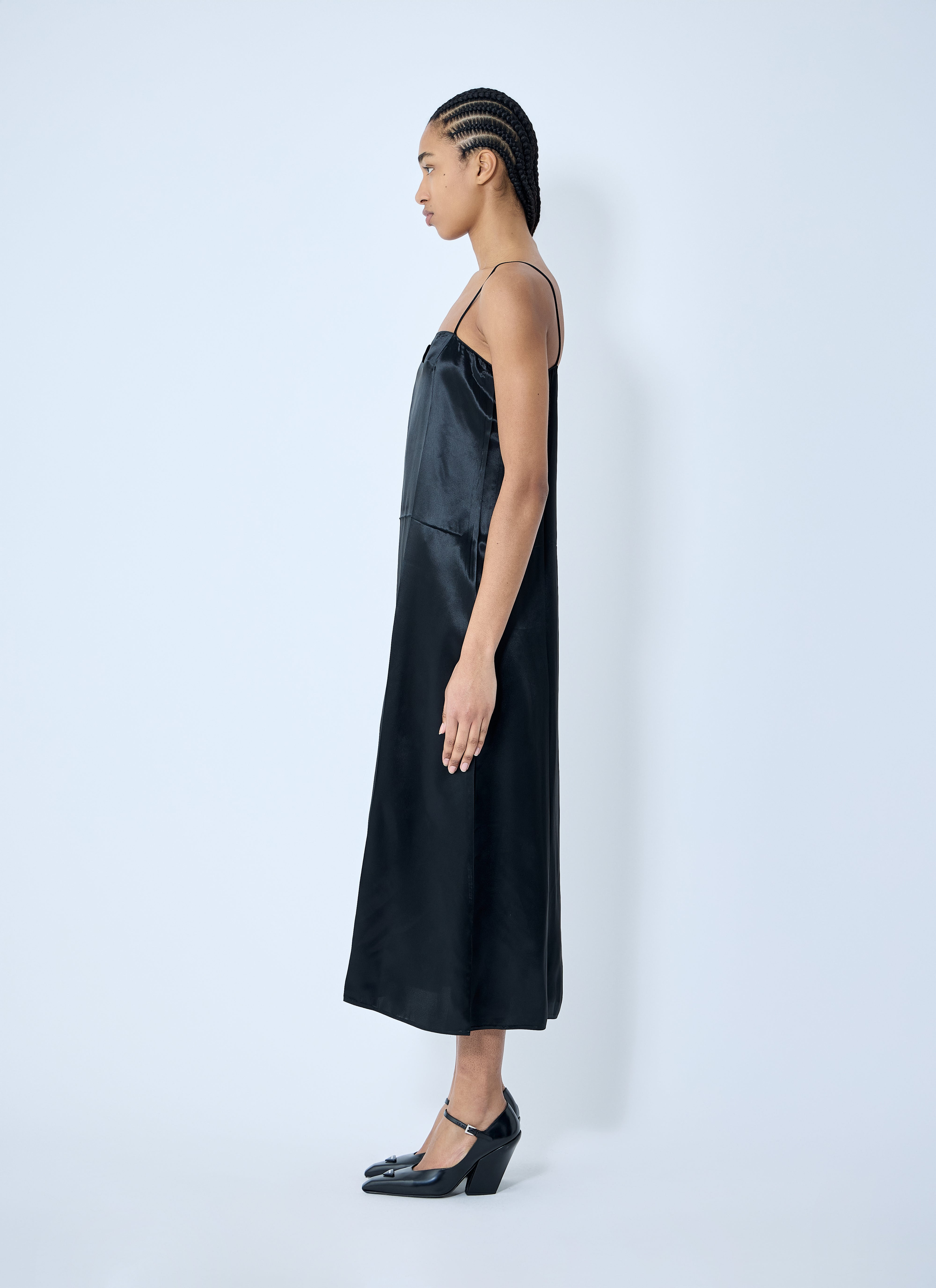 Prada Women Satin Logo Patch Midi Dress - 3