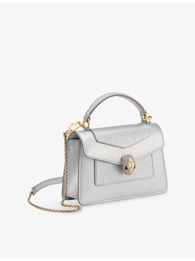 Serpenti Forever mini stud-embellished leather top-handle bag 7