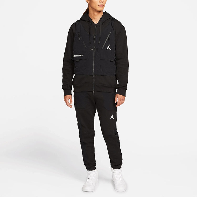 Air Jordan Multiple Pockets Solid Color Logo Detachable Fleece Lined Hooded Jacket Black DC9582-010 - 3