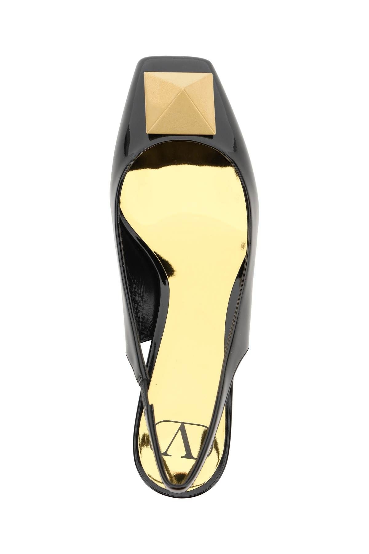 ONE STUD PATENT LEATHER SLINGBACK PUMPS - 3