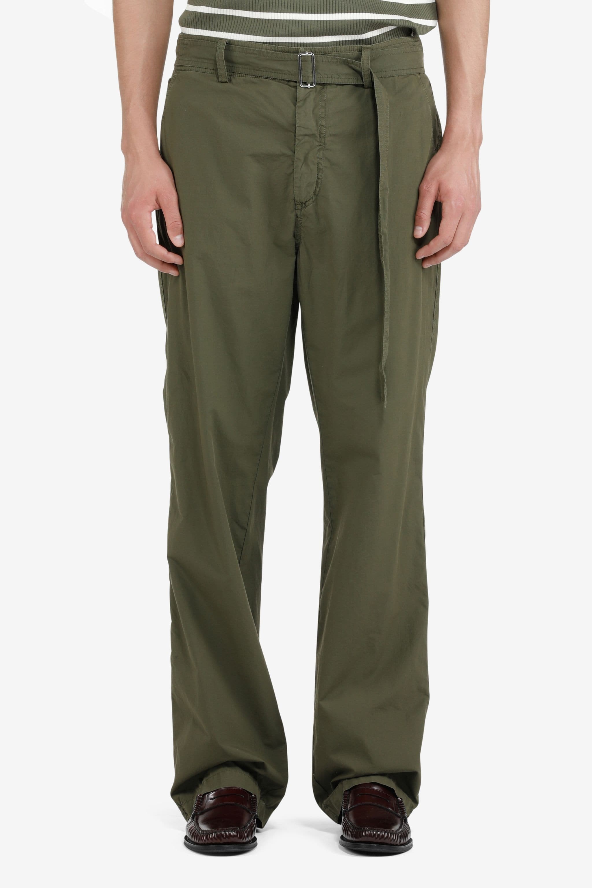 BELTED STRAIGHT-LEG COTTON TROUSERS - 1