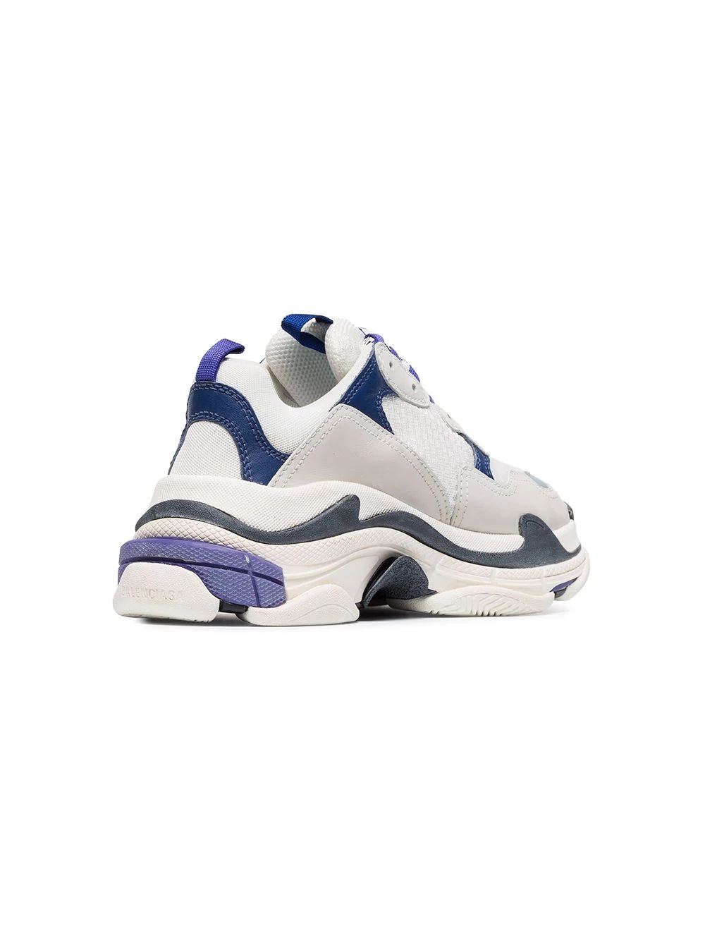 White and Blue Triple S Leather Sneakers - 4