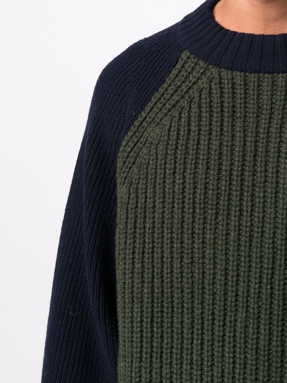 detachable-neck two-tone knit jumper - 5