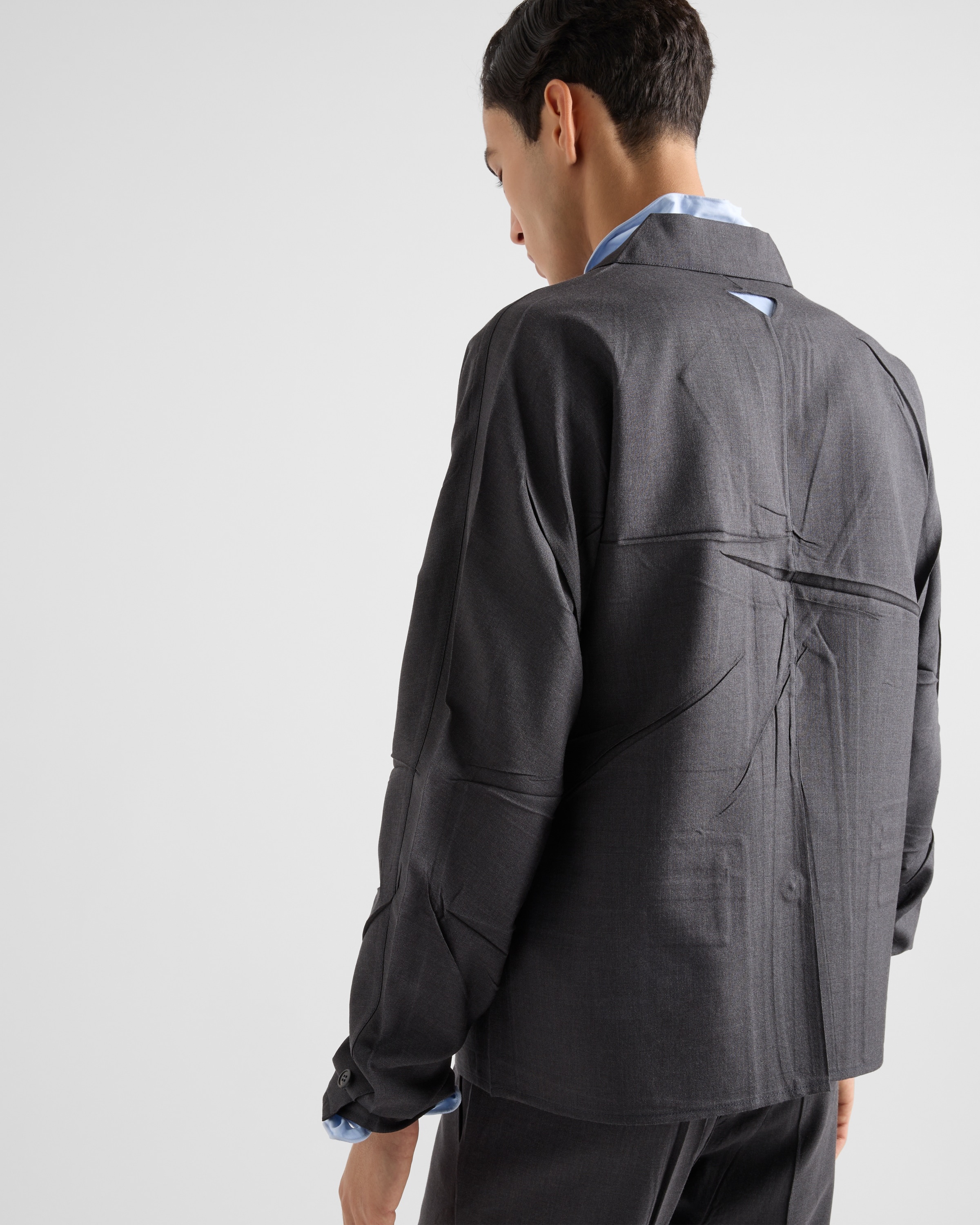 Single-breasted wool and silk jacket - 4