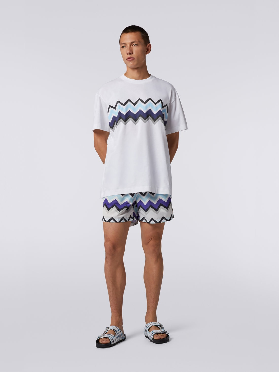 Zigzag cotton jersey crew-neck T-shirt - 2