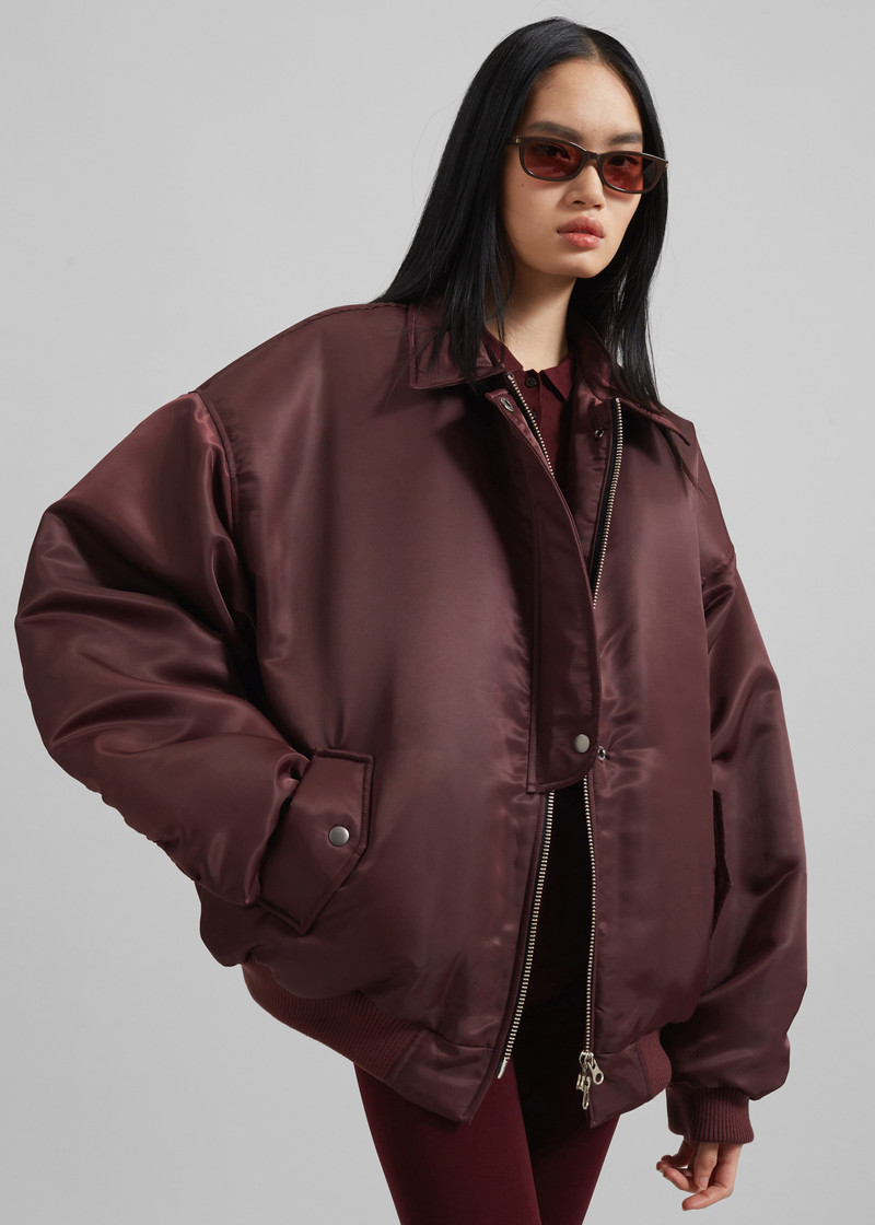 Nalden Padded Bomber Jacket - Burgundy 6