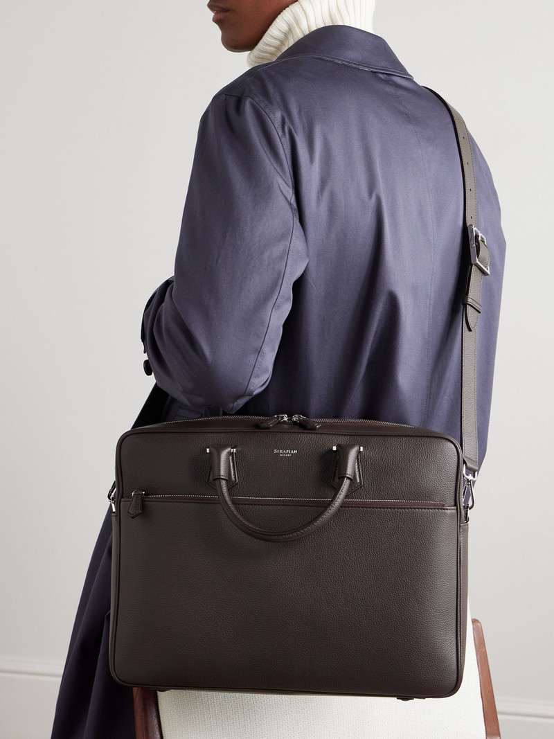 Serapian Full-Grain Leather Briefcase Brown outlook