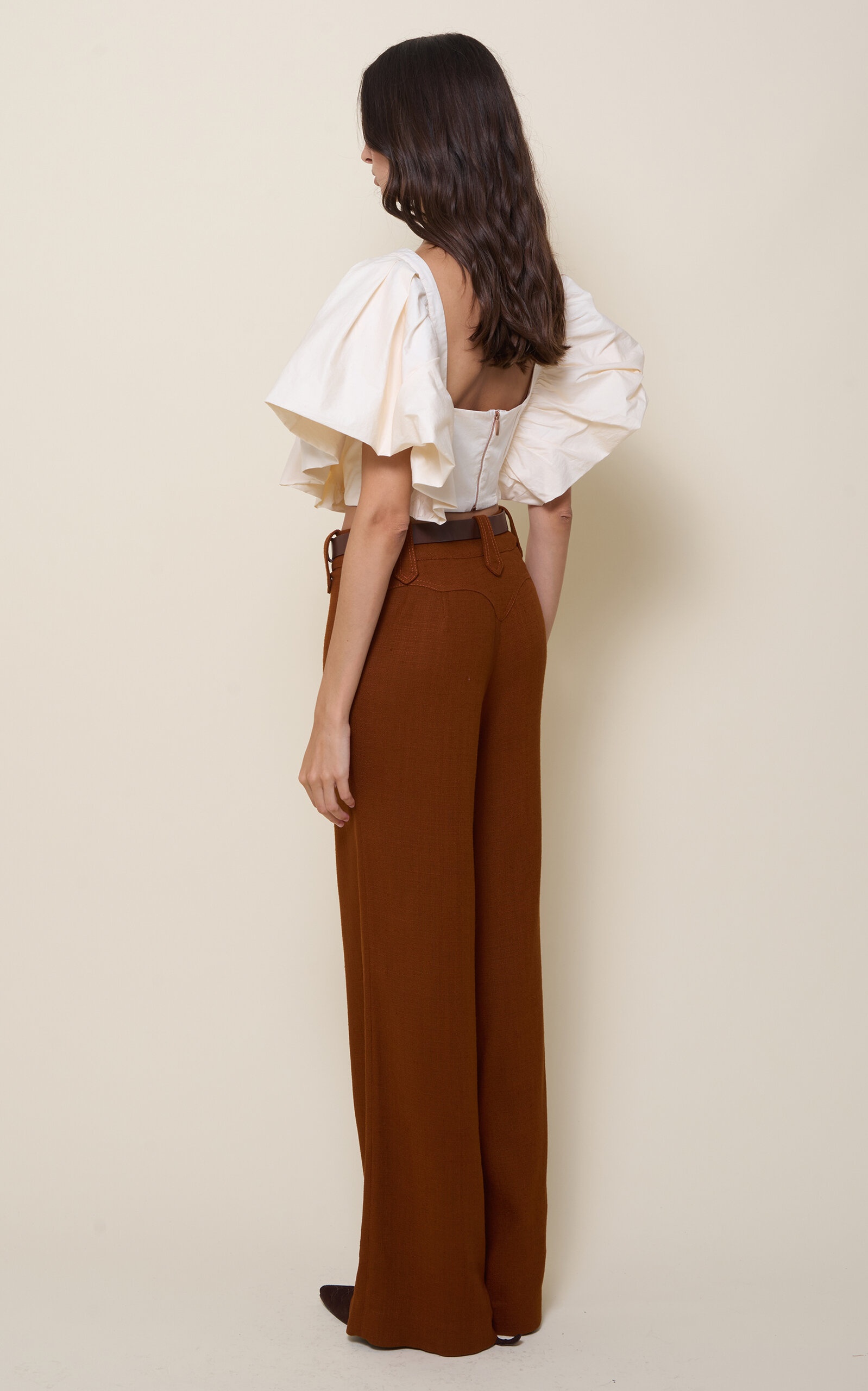 Veo La Luz Ruffled Cotton Poplin Top off-white - 3