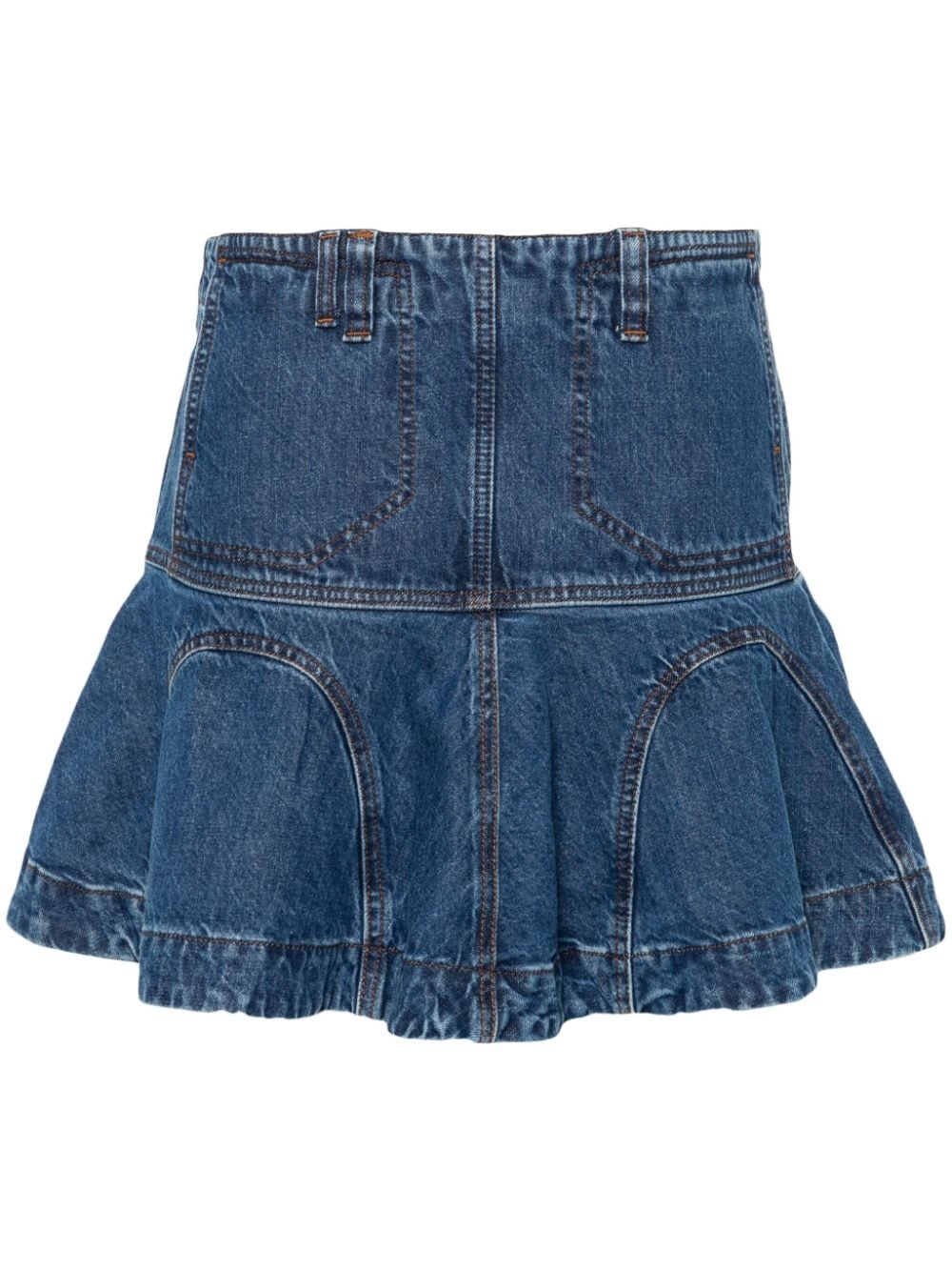 flared denim miniskirt - 1
