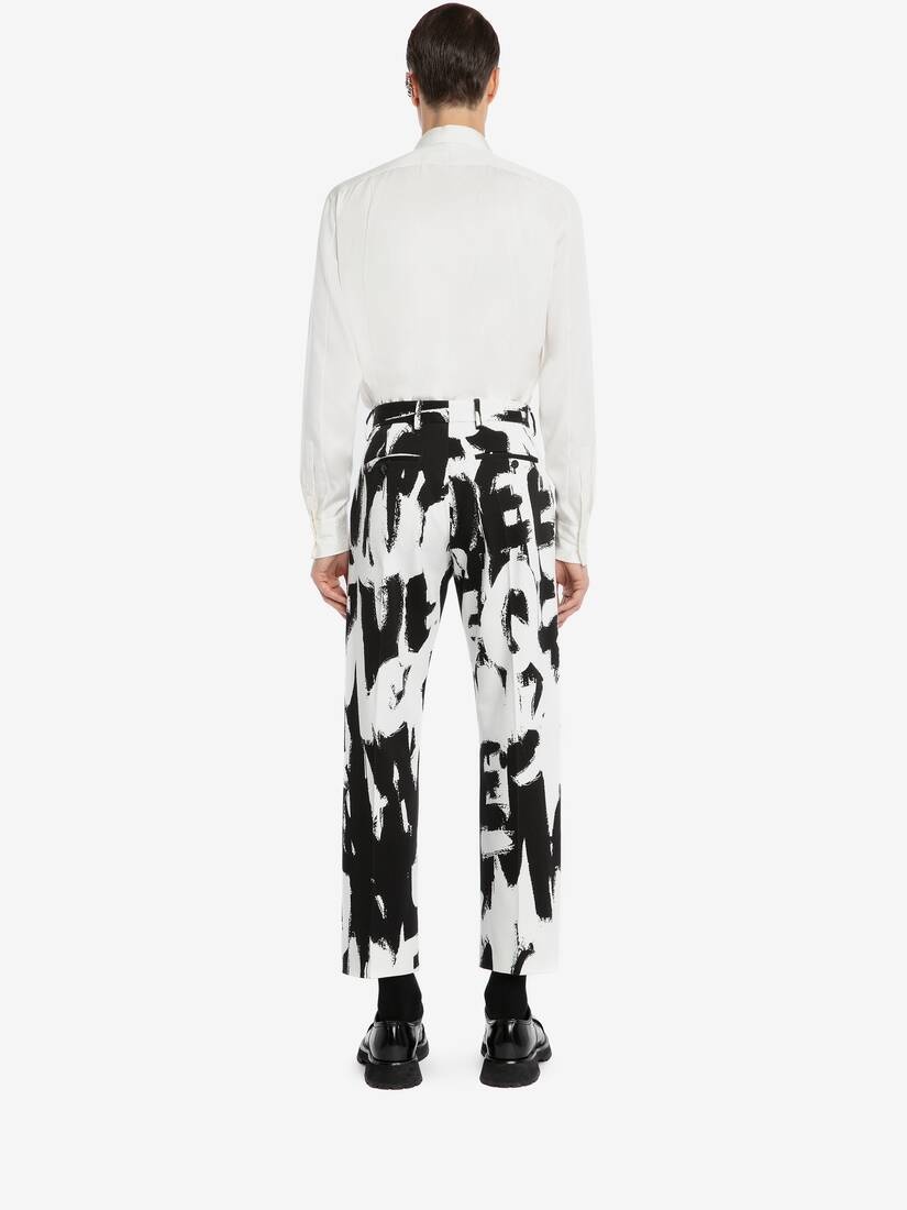 Mcqueen Graffiti Trousers in White/black - 4
