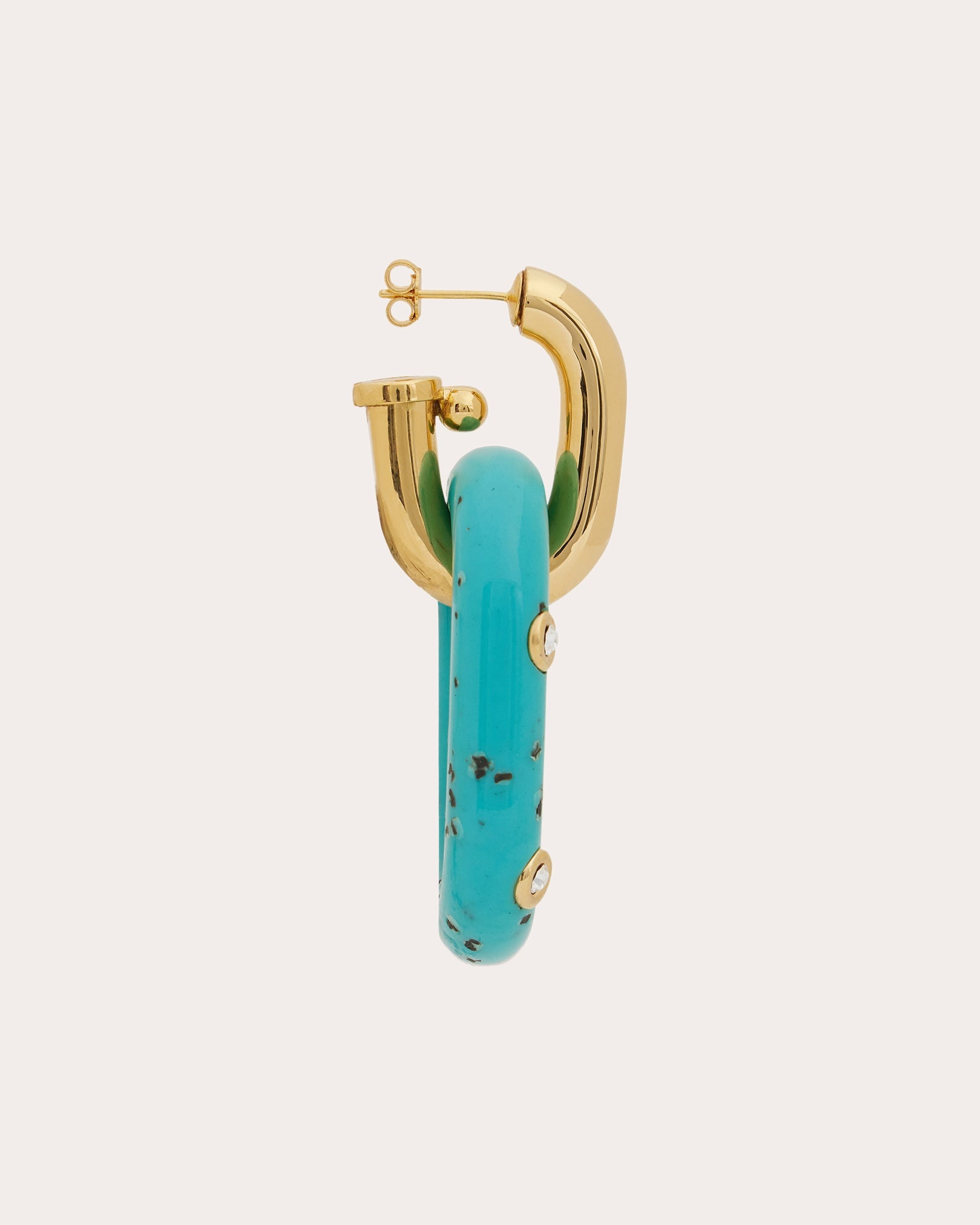 XL Link Palm Spring Crystal Embellished Resin Gold Tone Earrings - 5