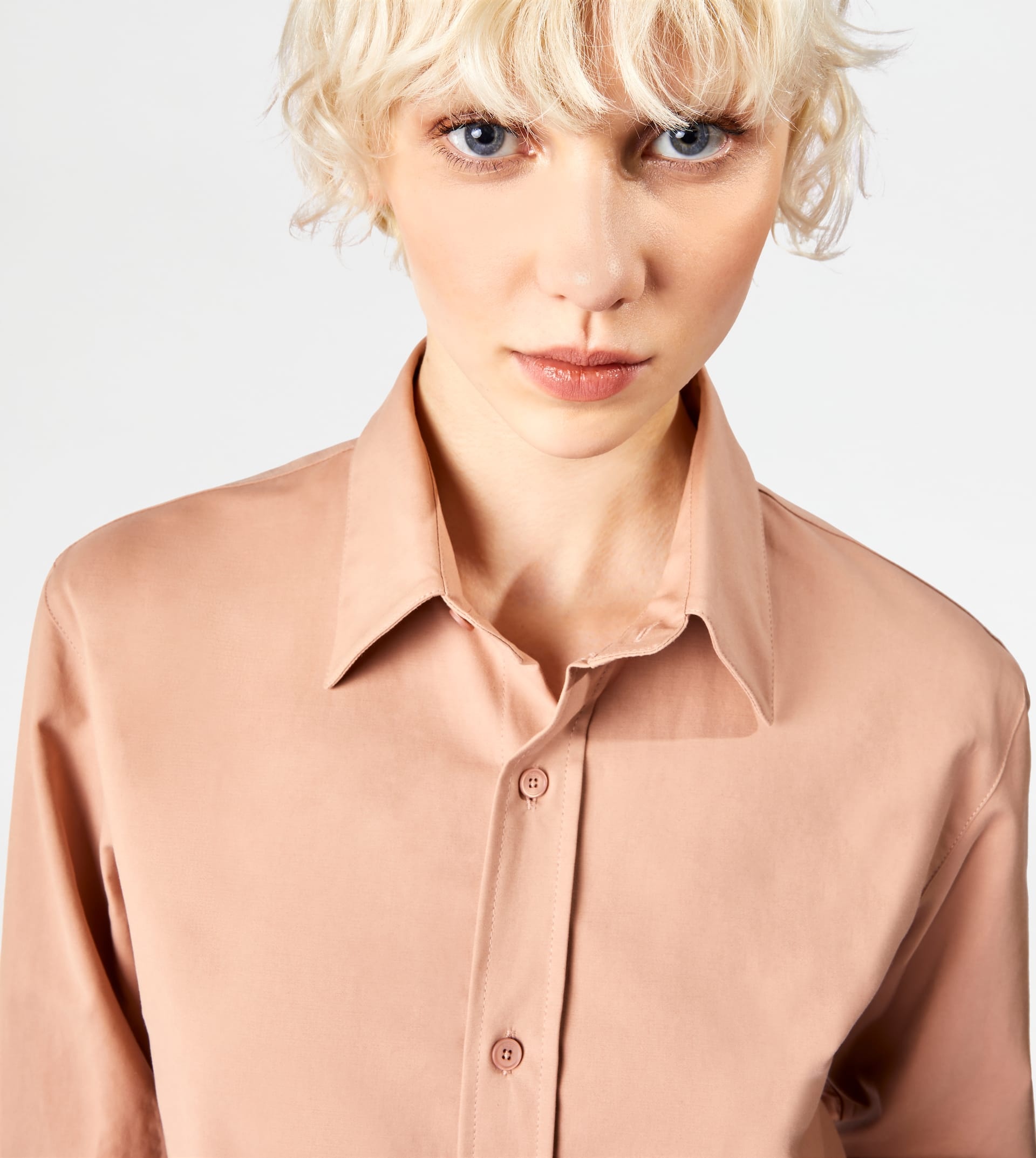 SHIRT IN STRETCH COTTON - BEIGE - 3