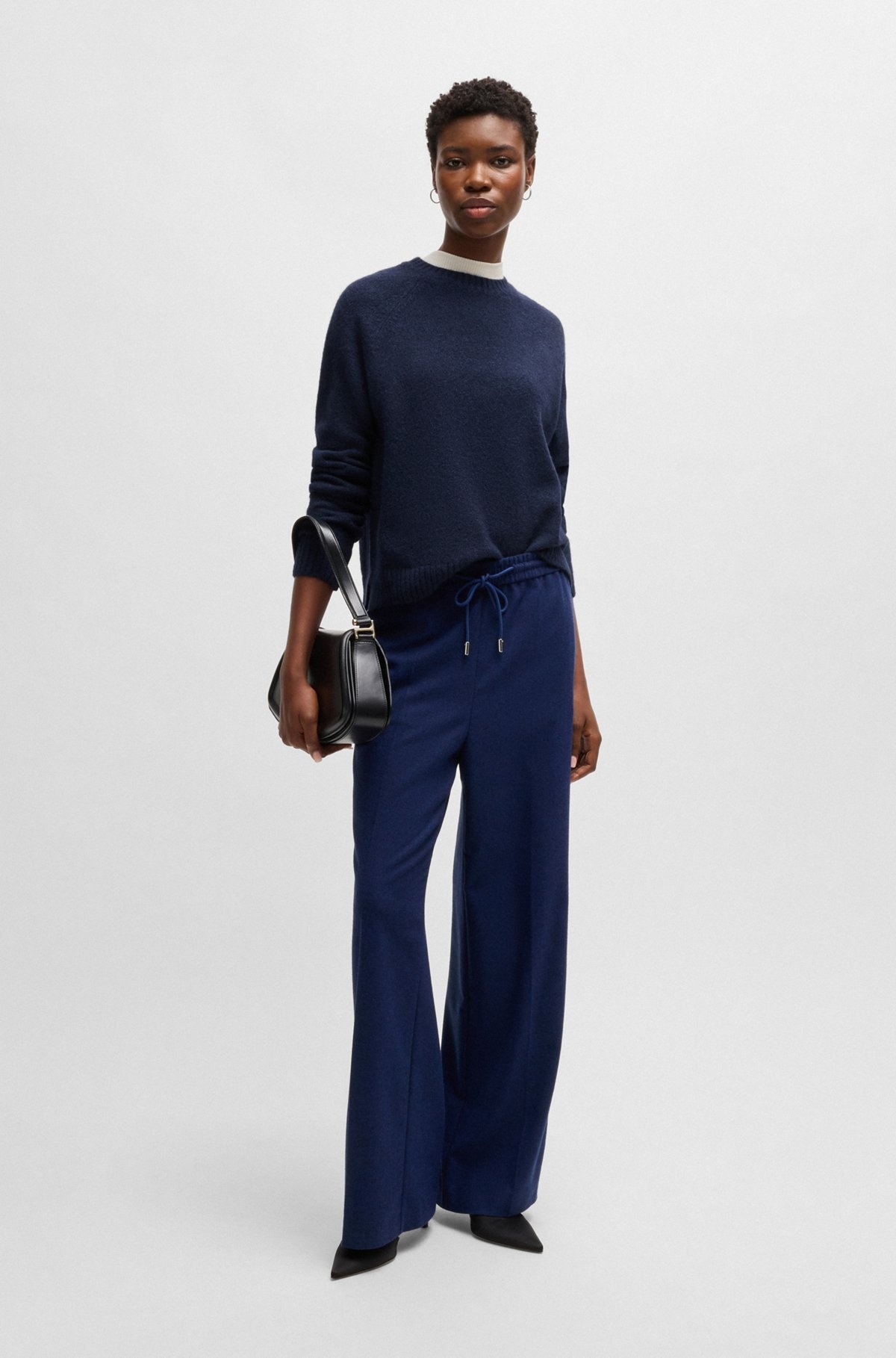 CREW-NECK SWEATER IN STRETCH FABRIC - 3