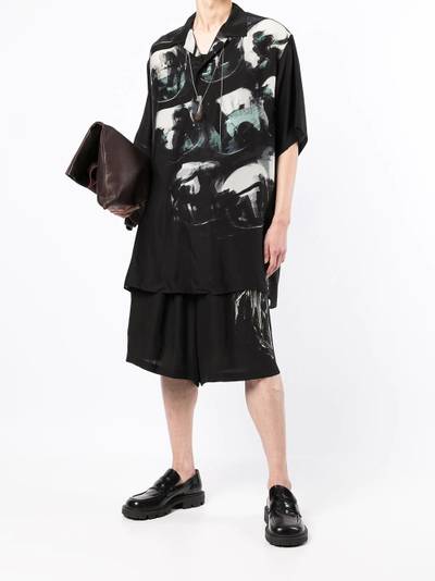 Yohji Yamamoto photographic print short-sleeved silk shirt outlook