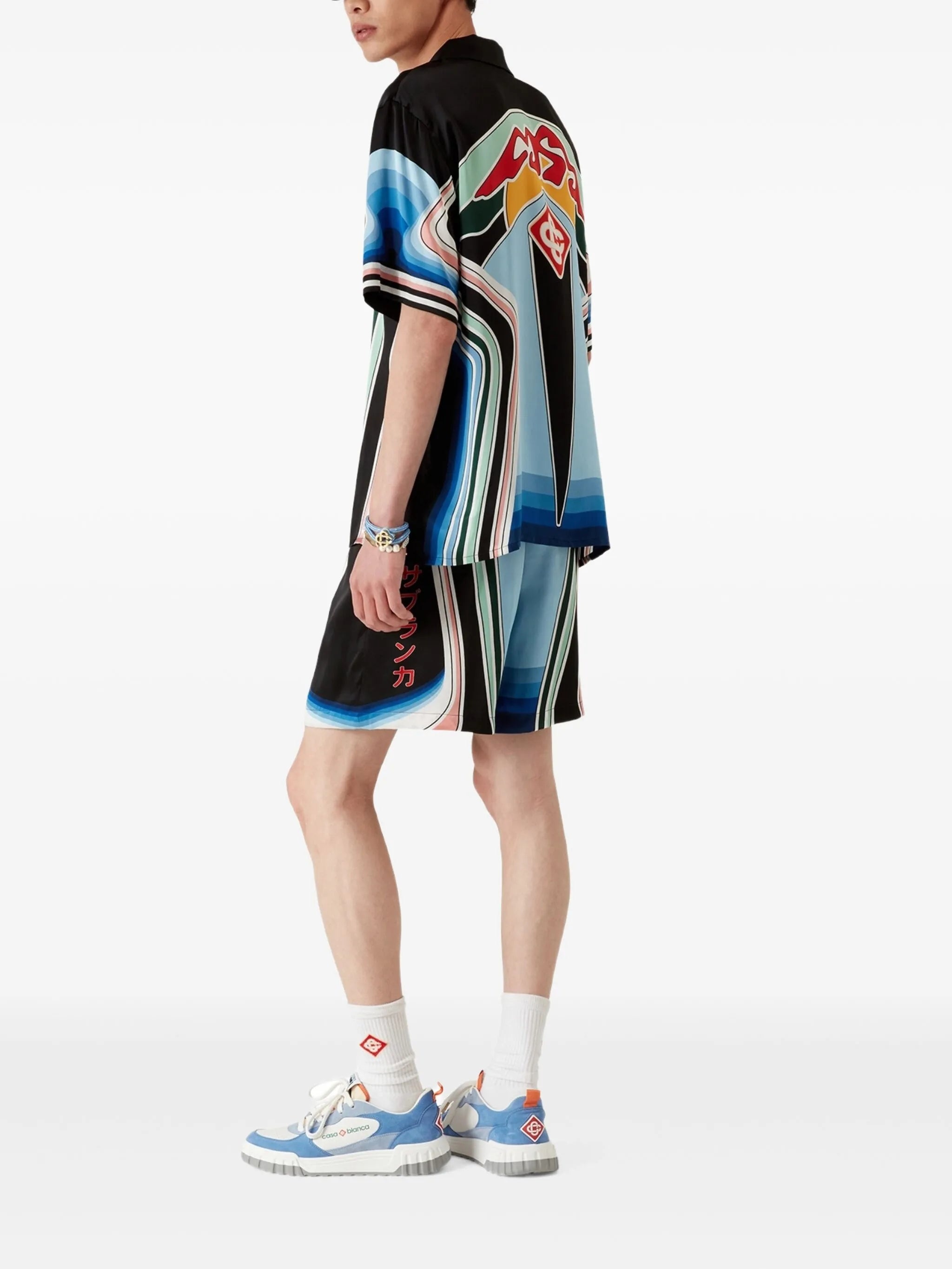 Casablanca Graphic Mountain Silk Shorts - 4